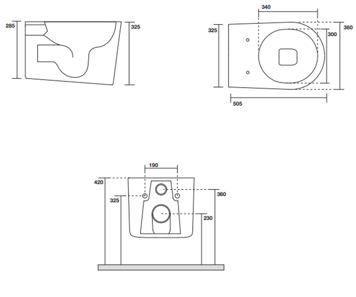 Безободковый унитаз  DP 8401001:Чертеж 