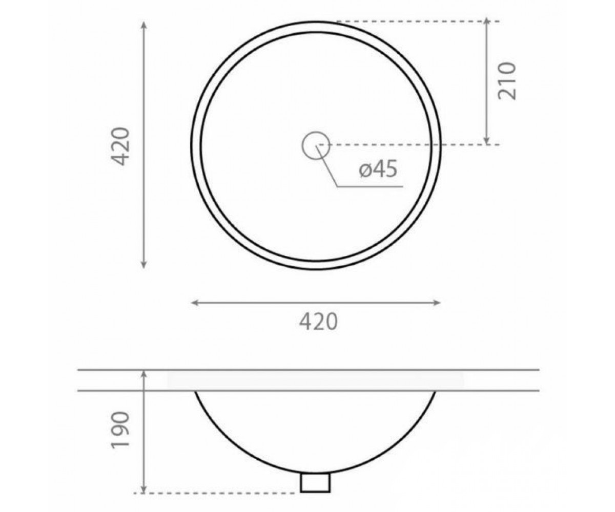 Раковина  CERDENA 0052B:Чертеж 