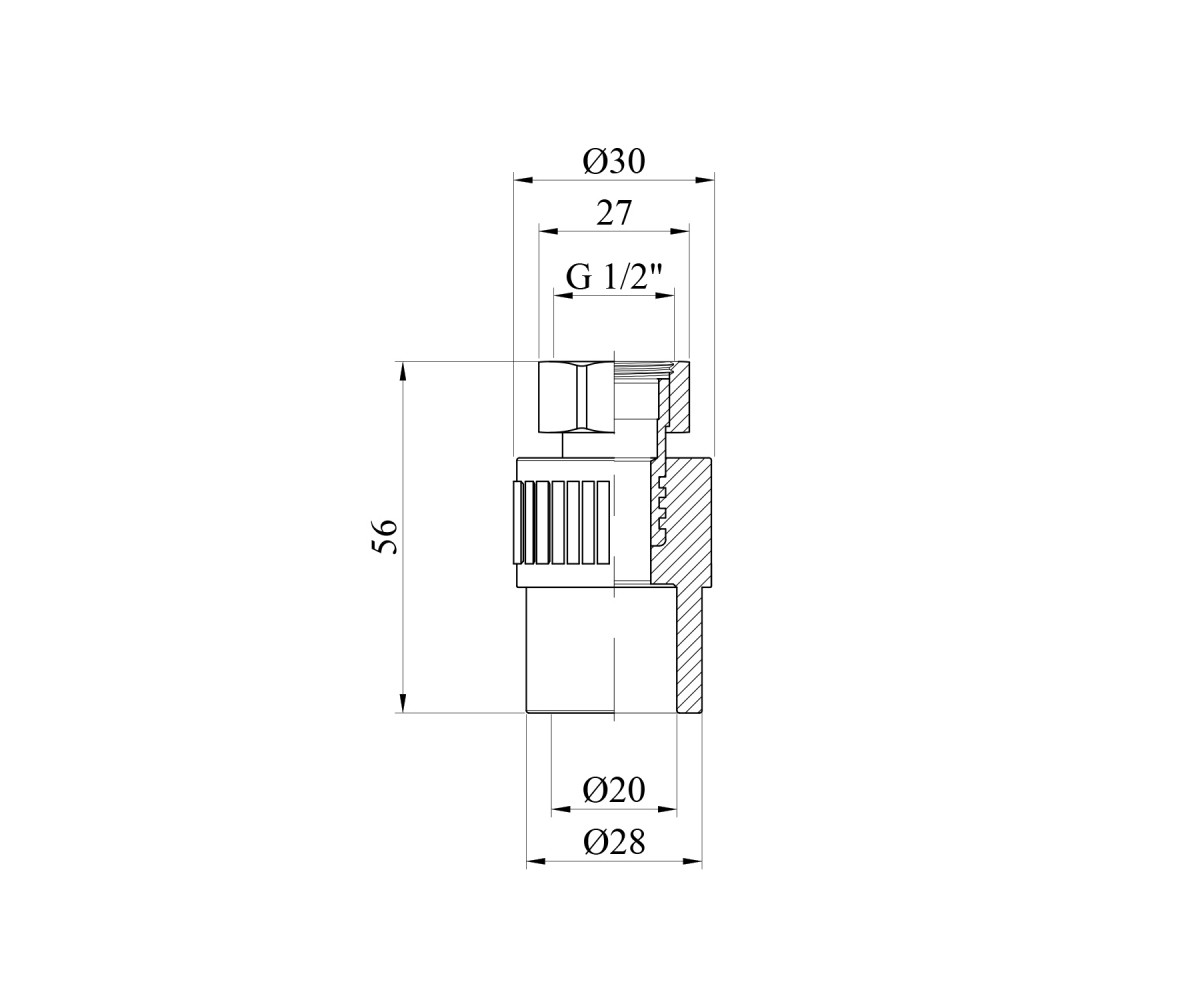 Муфта з накидною гайкою PPR Baux 20х1/2"  BX-131047:Фото 1