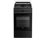 Плита Beko комбінована, 60л, 50x60см, дисплей, конвекція, чавун, чорний BEKO  FSM52334DAO