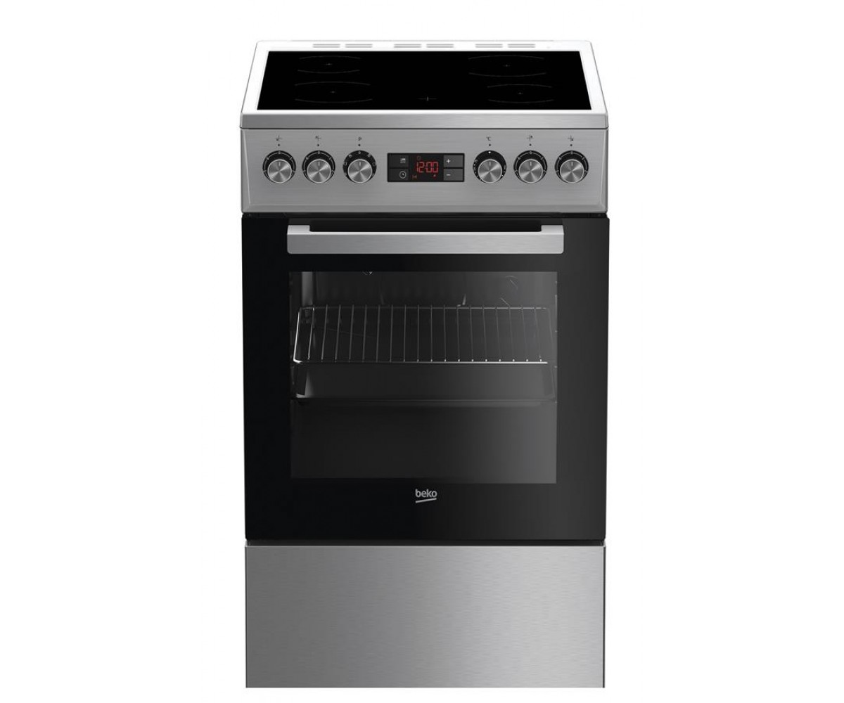Плита Beko електрична склокерамічна, 55л, 50x60см, дисплей, конвекція, нерж BEKO  FSM57300GX FSM57300GX