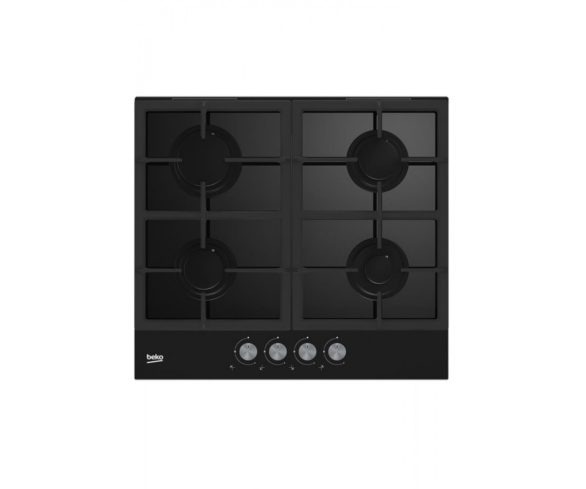 Варильна поверхня Beko газова на склі, 60см, чавун, чорний BEKO  HILG64225S HILG64225S