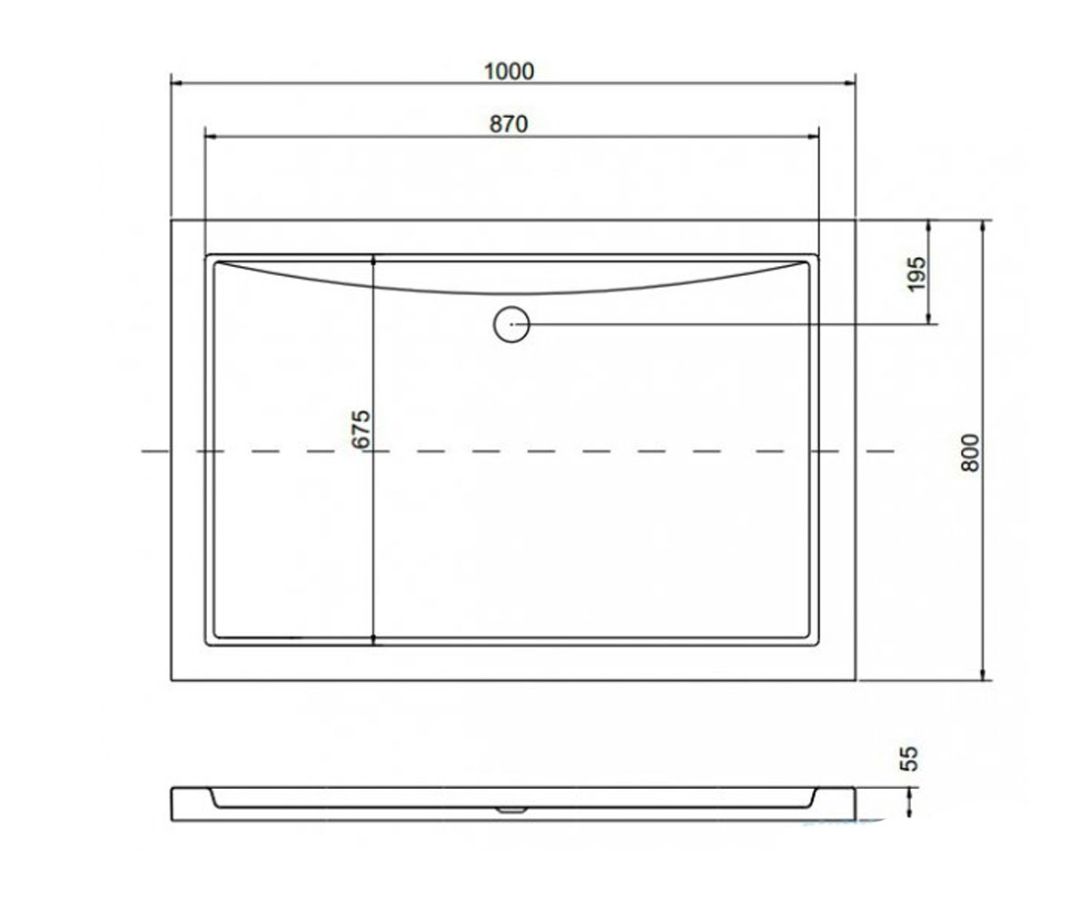 Поддон душевой  ALPINA BRODZIK ALPINA 100X80X3/5.5:Чертеж 