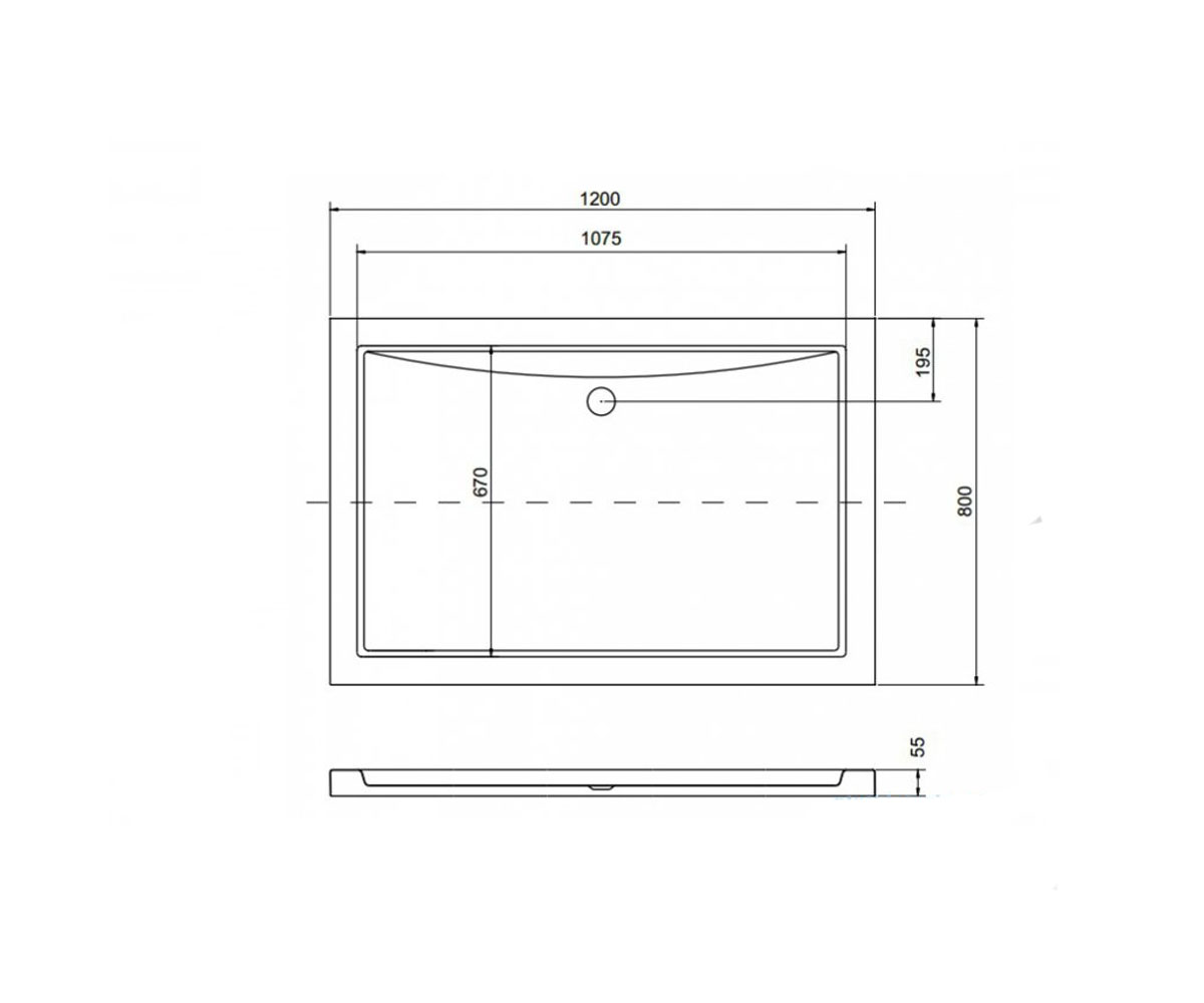 Поддон душевой  ALPINA BRODZIK ALPINA 120X80X3/5.5:Чертеж 