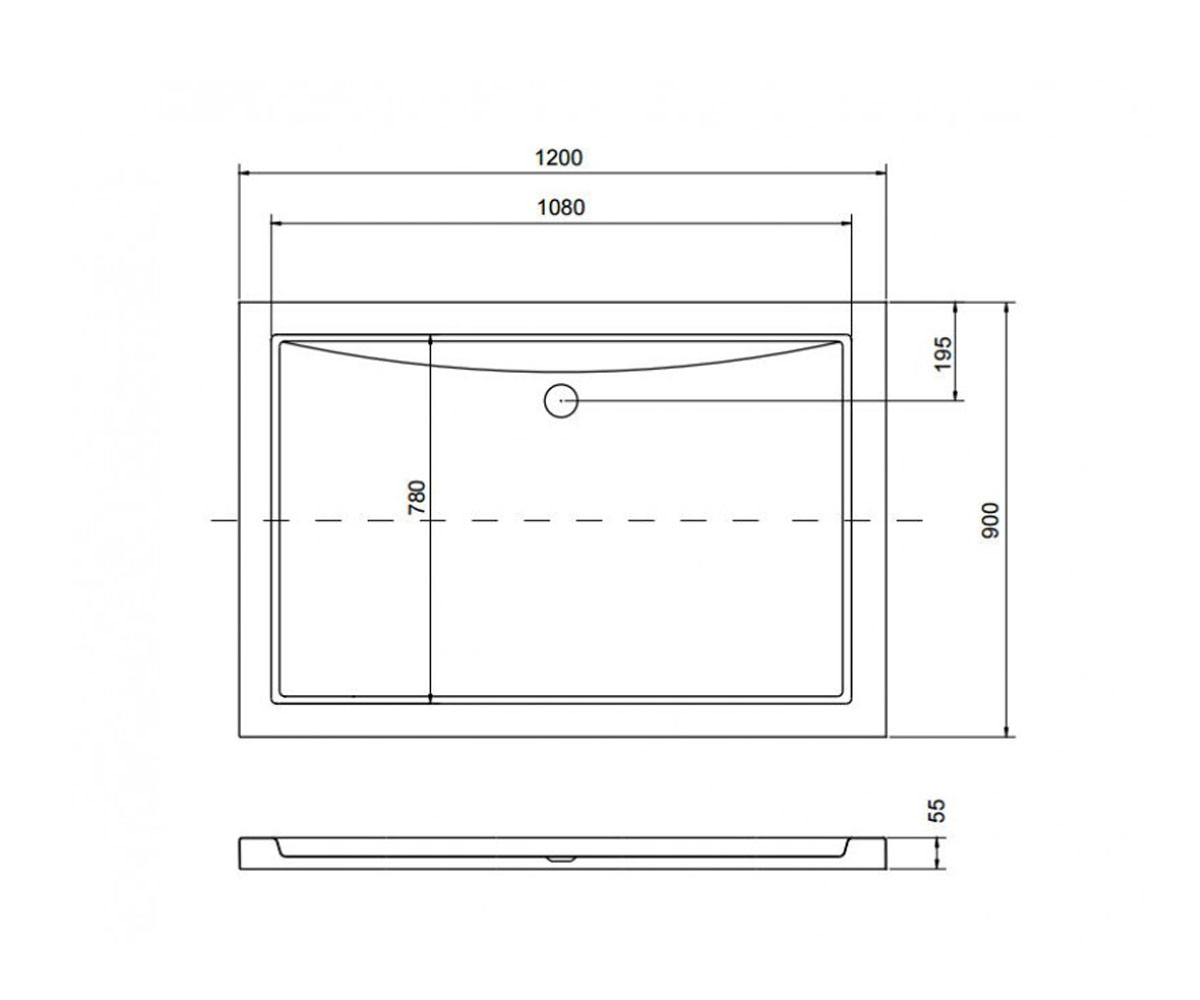 Поддон душевой  ALPINA PODDON ALPINA 120X90X3/5.5:Чертеж 