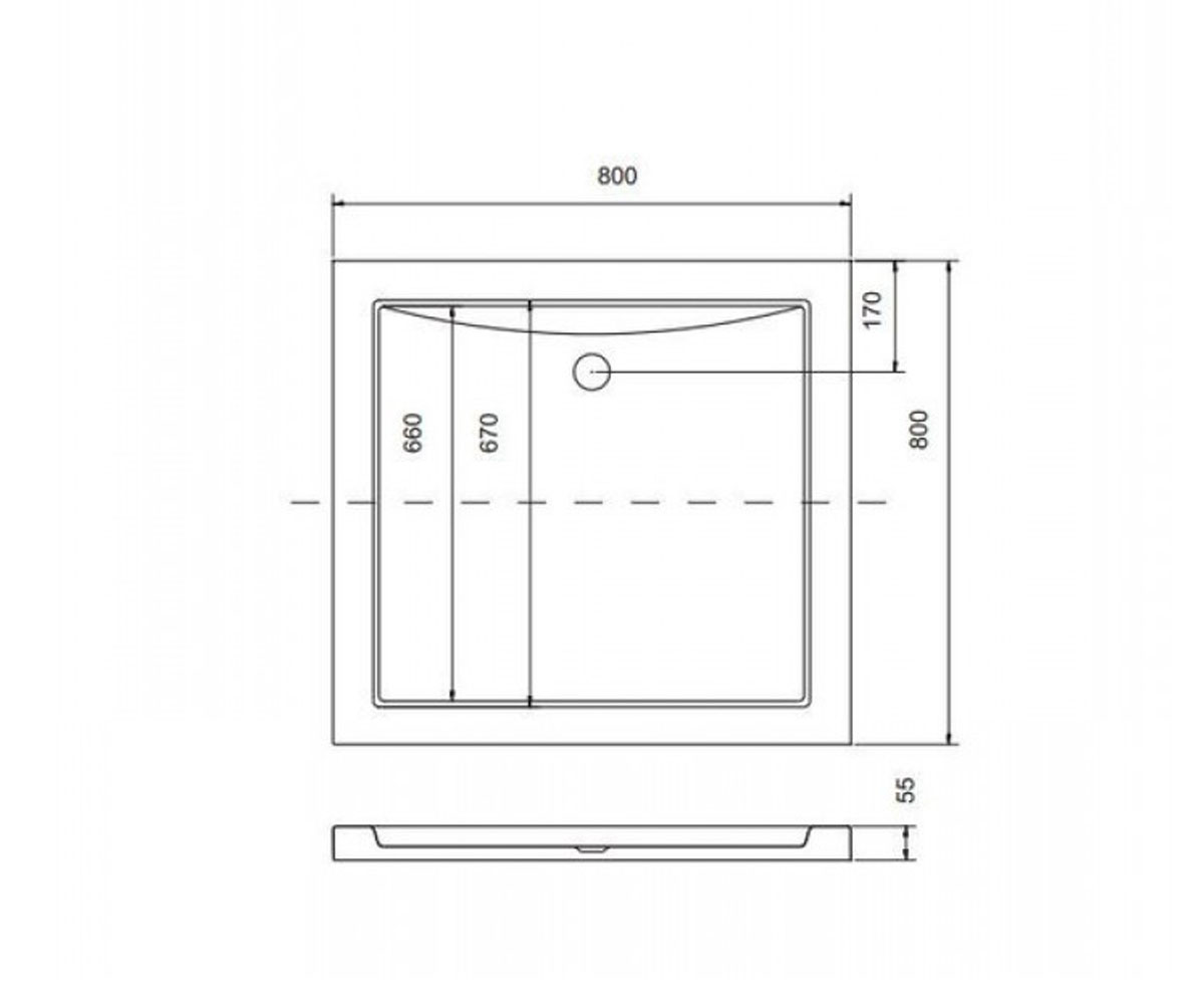 Поддон душевой  AQUARIUS PODDON AQUARIUS 80X80X3/5.5:Чертеж 
