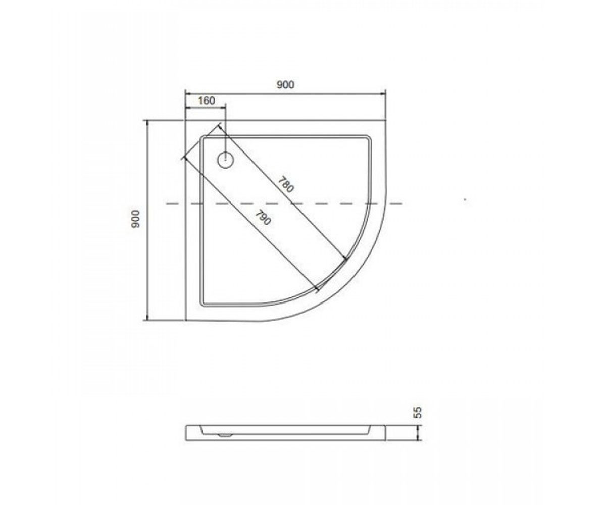 Поддон душевой  ARON PODDON ARON 90X90X3/5.5:Чертеж 