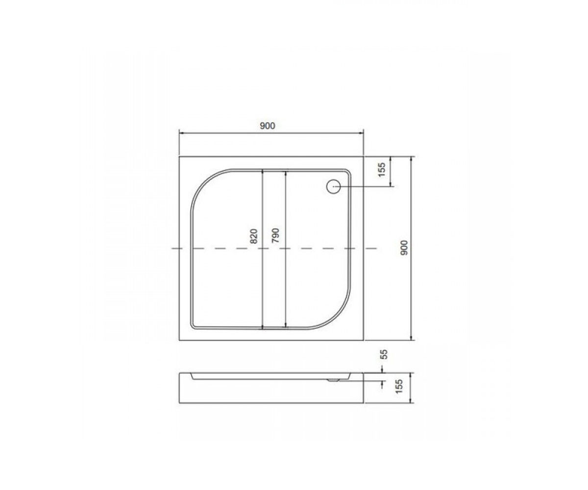 Поддон душевой  OSKAR PODDON OSKAR 90X90X4/16:Чертеж 