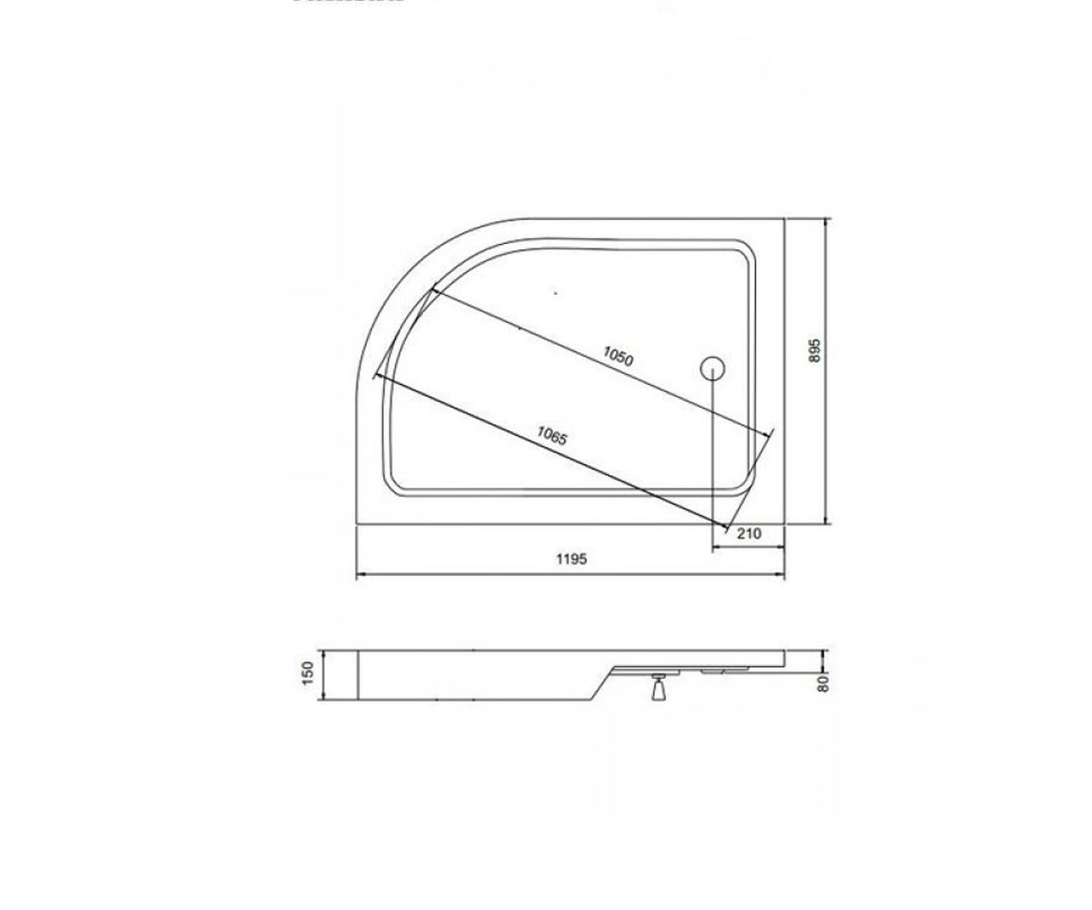 Поддон душевой  SATURN PODDON SATURN L 120X90X4/14 COMPLECT:Чертеж 