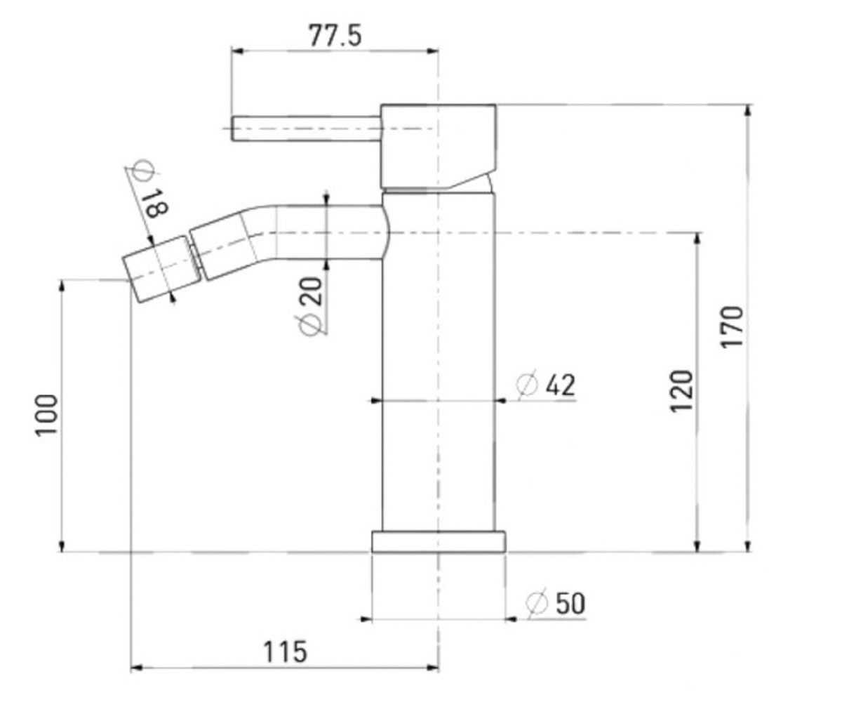 Смеситель с клапаном  MINI BIDMIN2003IMCRM:Чертеж 