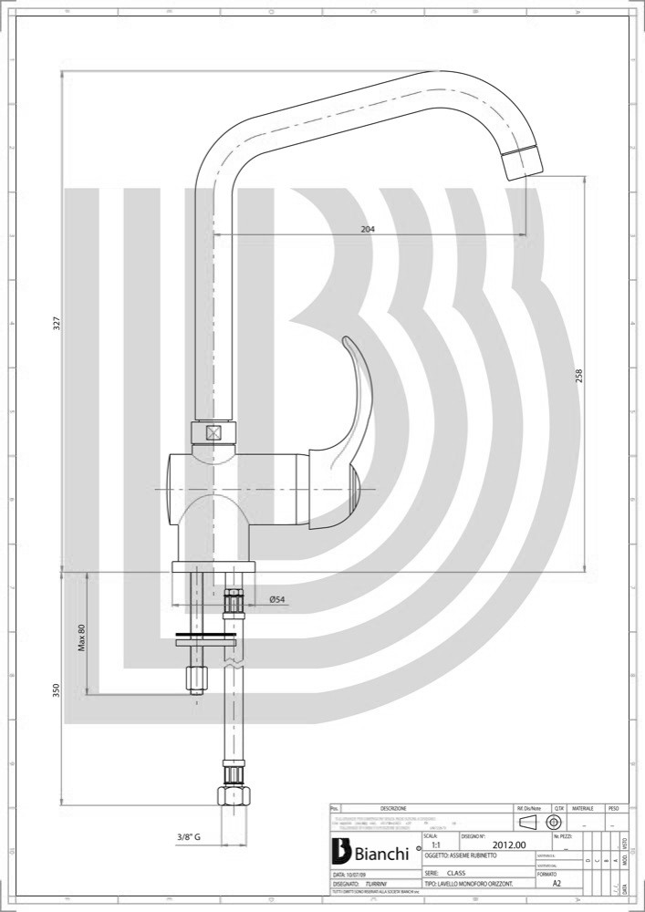 Смеситель для кухни  CLASS LVMCLS2012CRM:Чертеж 