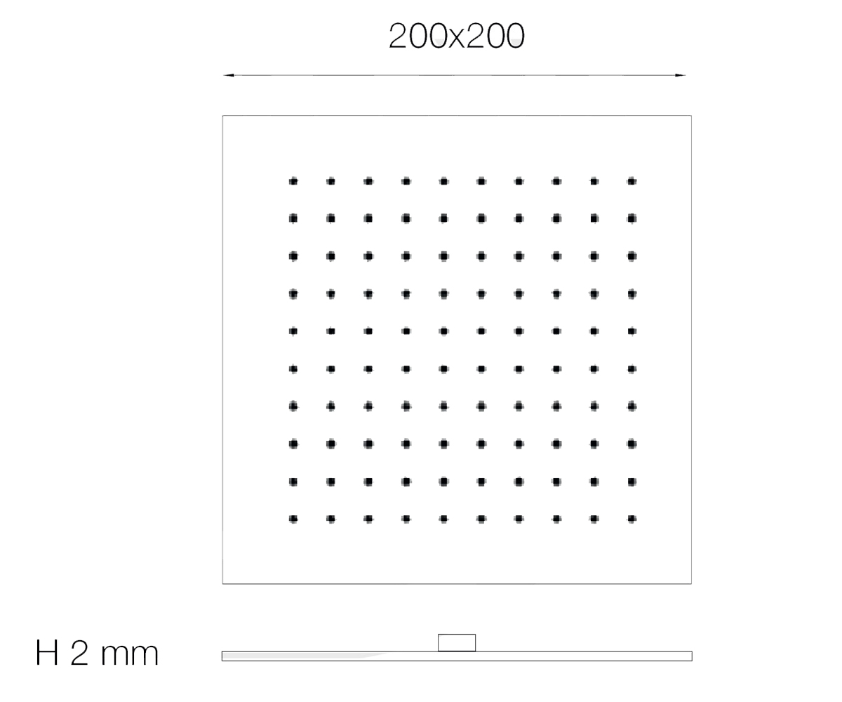 Душевая головка 20х20 см  SOFFIONI FLAT SOFQUA230000CRM:Чертеж 