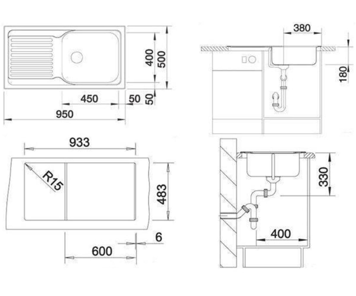 Мойка для кухни  TIPO XL 6S 511908:Чертеж 