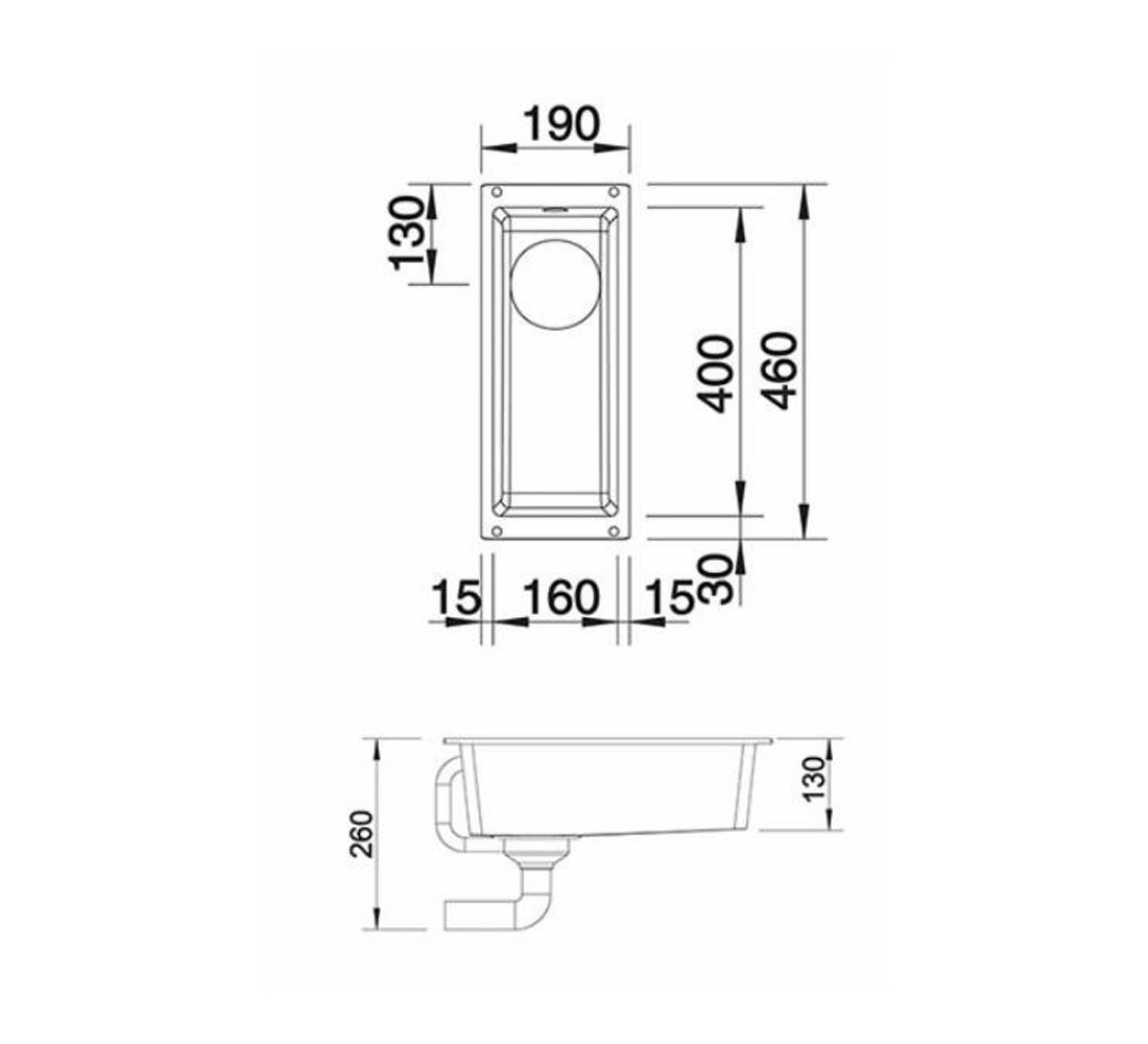 Кухонная мойка  SUBLINE 160-U 513394:Чертеж 