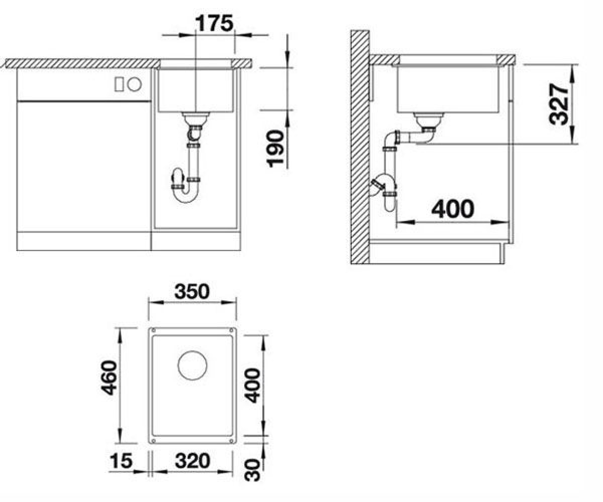 Кухонная мойка  SUBLINE 320-U 513406:Чертеж 