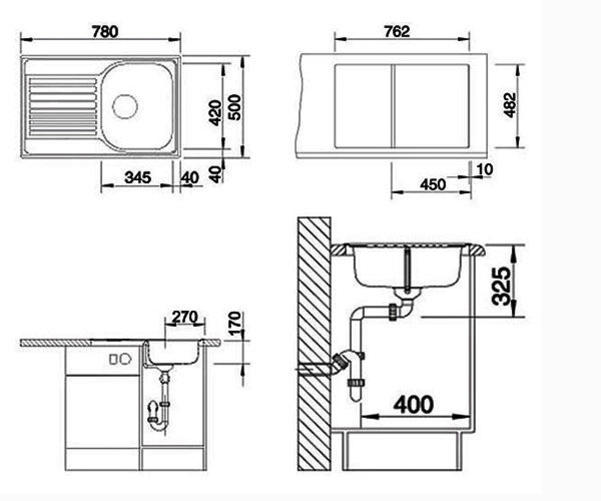Кухонная мойка  TIPO 45 S COMPACT 513441:Чертеж 