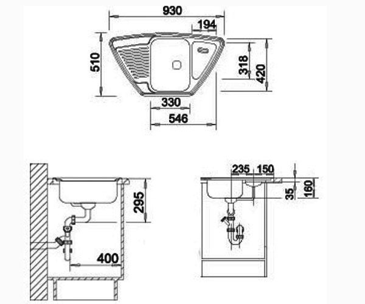 Кухонная мойка  TIPO 9 E 513552:Чертеж 