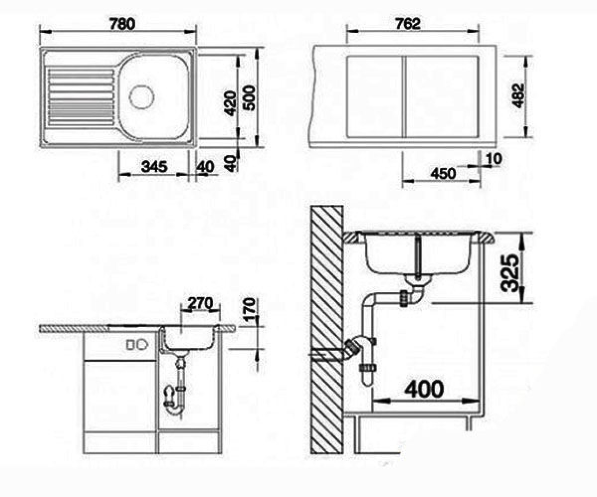 Кухонная мойка  TIPO 45 S COMPACT 513675:Чертеж 