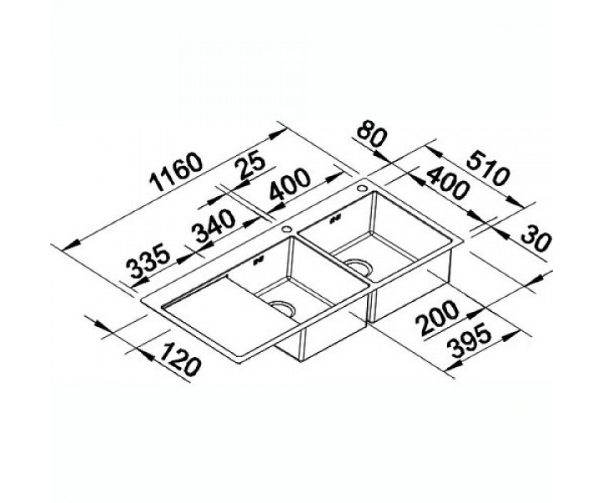 Кухонная мойка  ZEROX 513760:Чертеж 