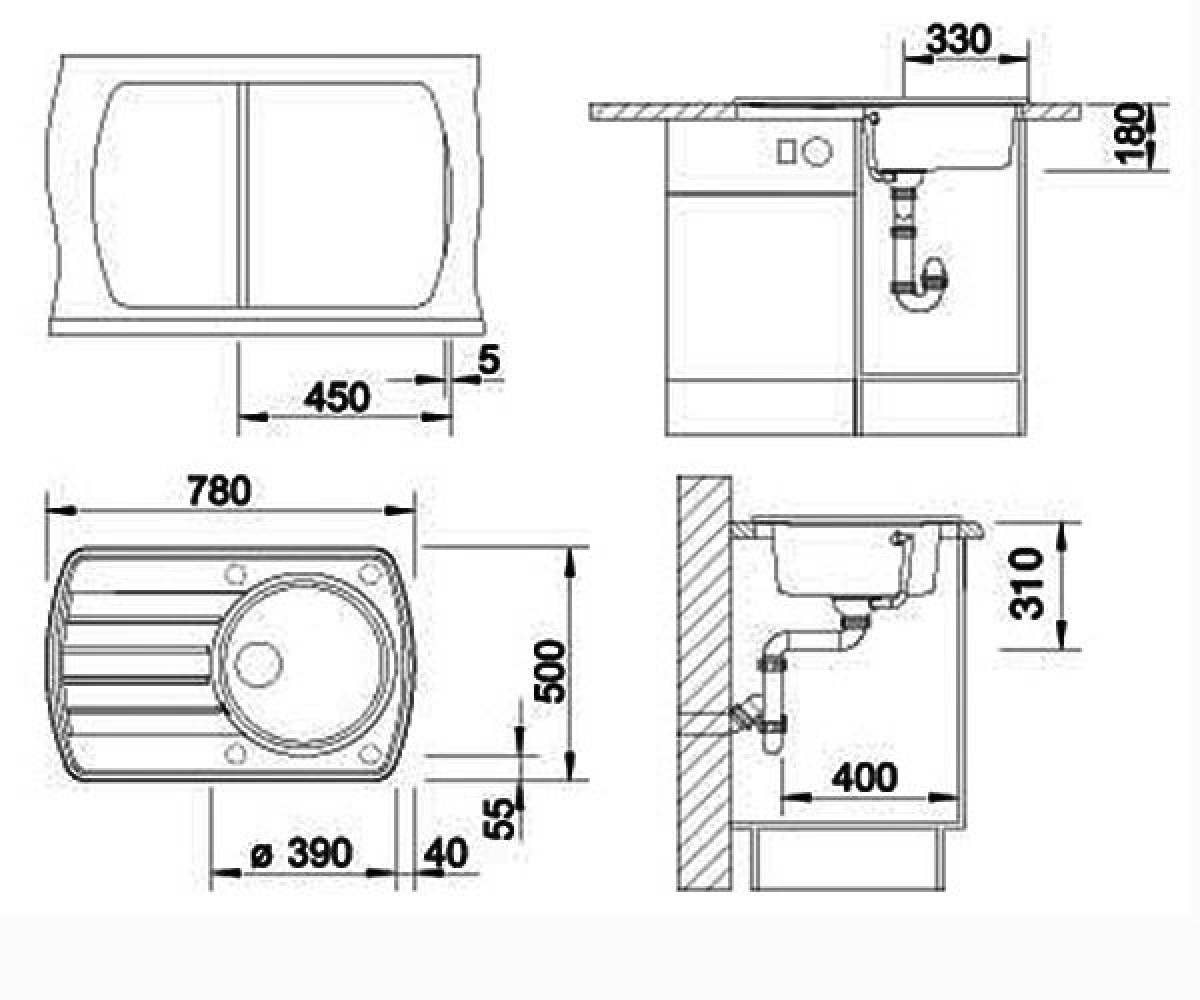 Кухонная мойка  RONDOVAL 45S 515765:Чертеж 