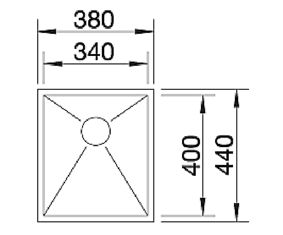 Кухонная мойка  ZEROX 340-U 516115:Чертеж 