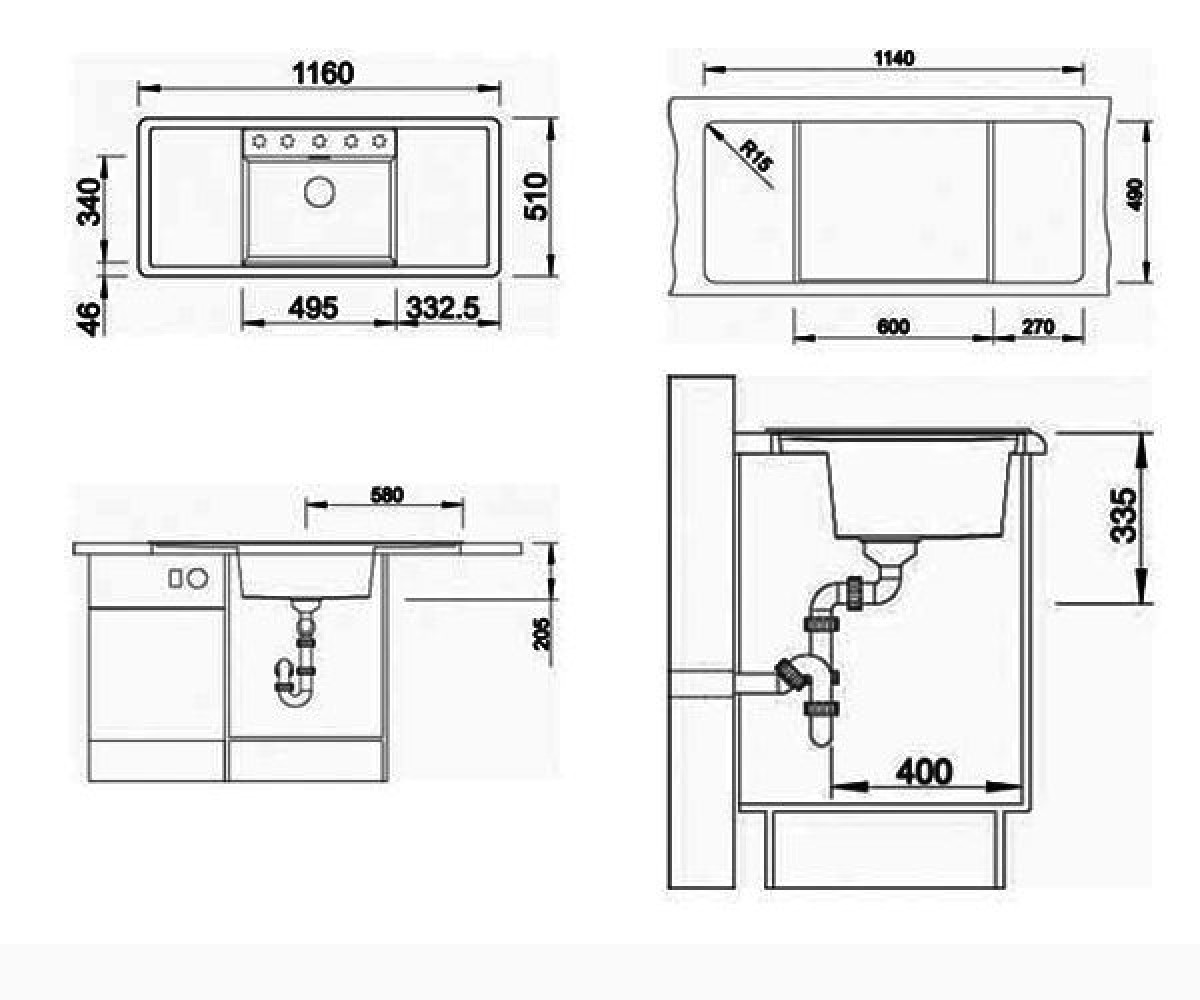 Кухонная мойка  ALAROS 6 S 516722:Чертеж 