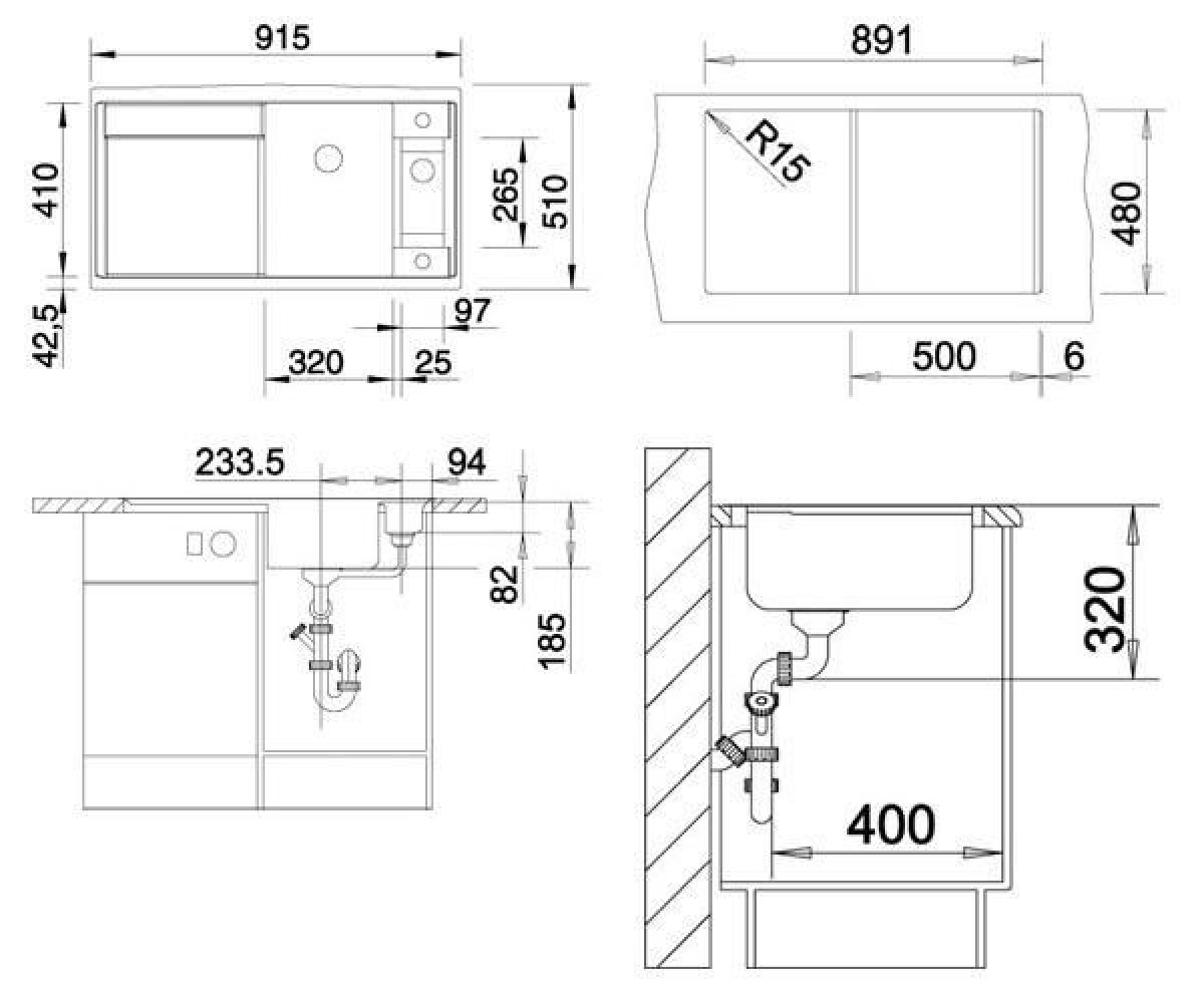 Кухонная мойка  AXIA II 5 S 516801:Чертеж 