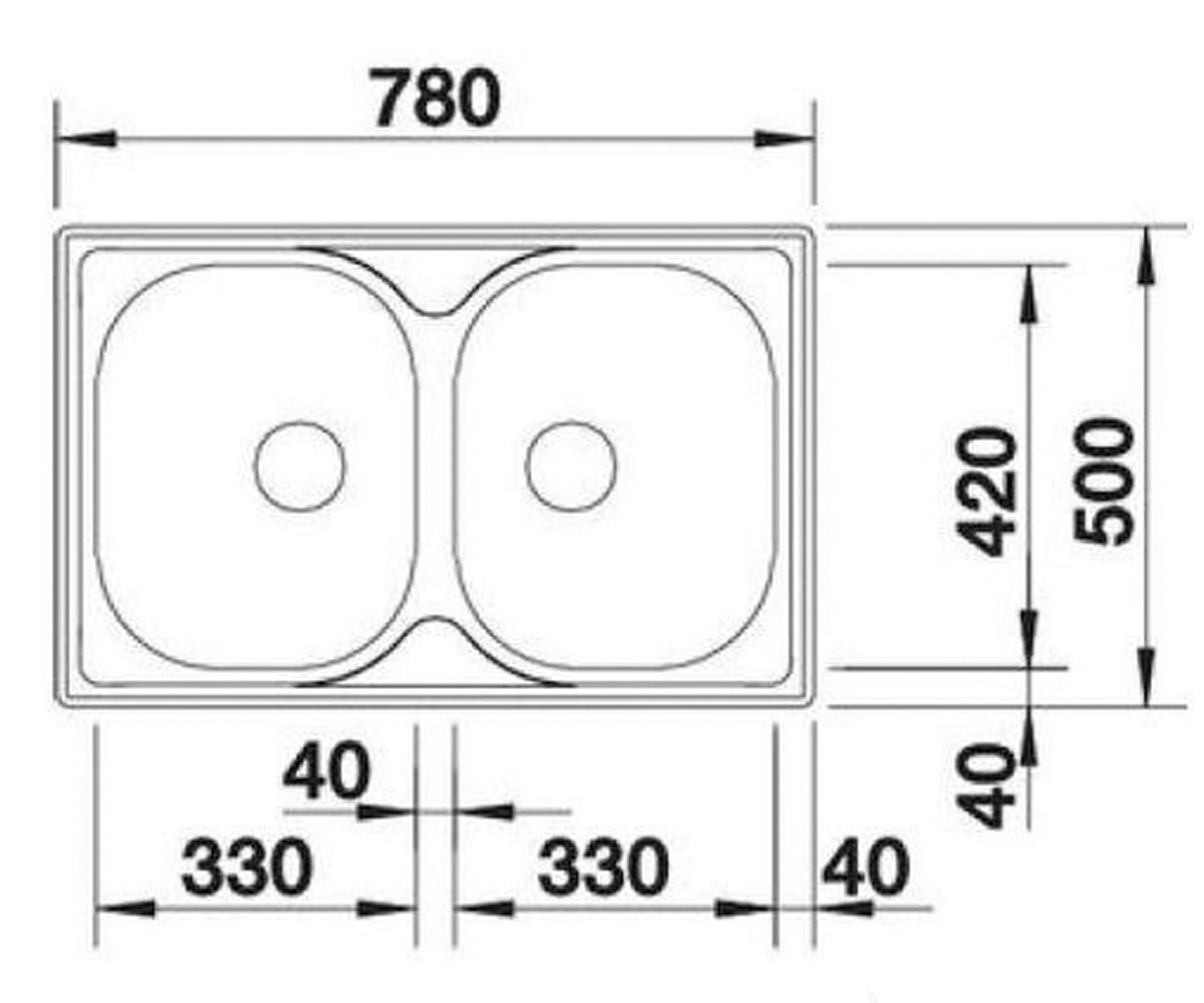 Двойная кухонная мойка  TIPO 8 COMPACT 517155:Чертеж 