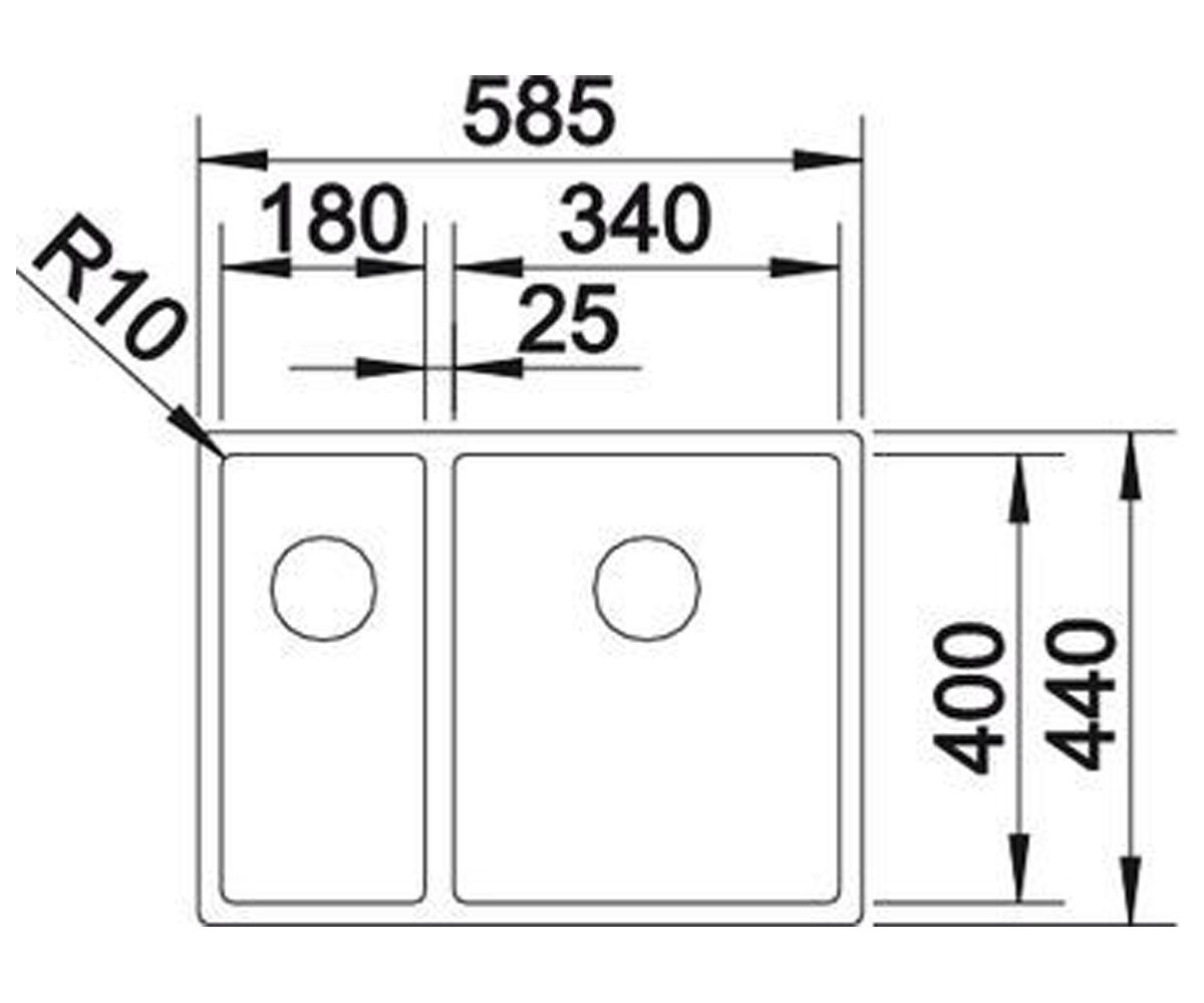Мойка кухонная  CLARON 340/180-U 517227:Чертеж 