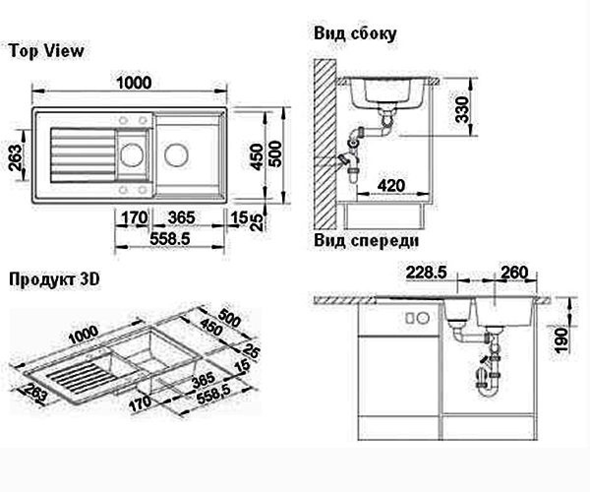 Кухонная мойка  ZIA XL 6 S 517573:Чертеж 