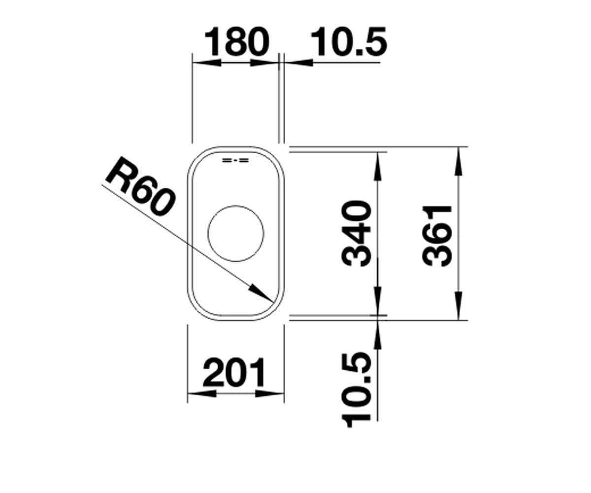 Мойка под столешницу  180-U 518197:Чертеж 