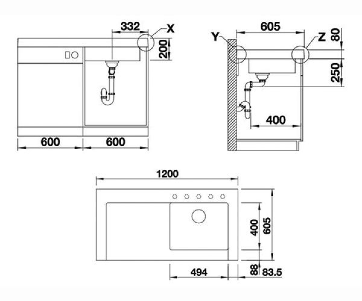 Кухонная мойка  MODEX-M 60 518332:Чертеж 