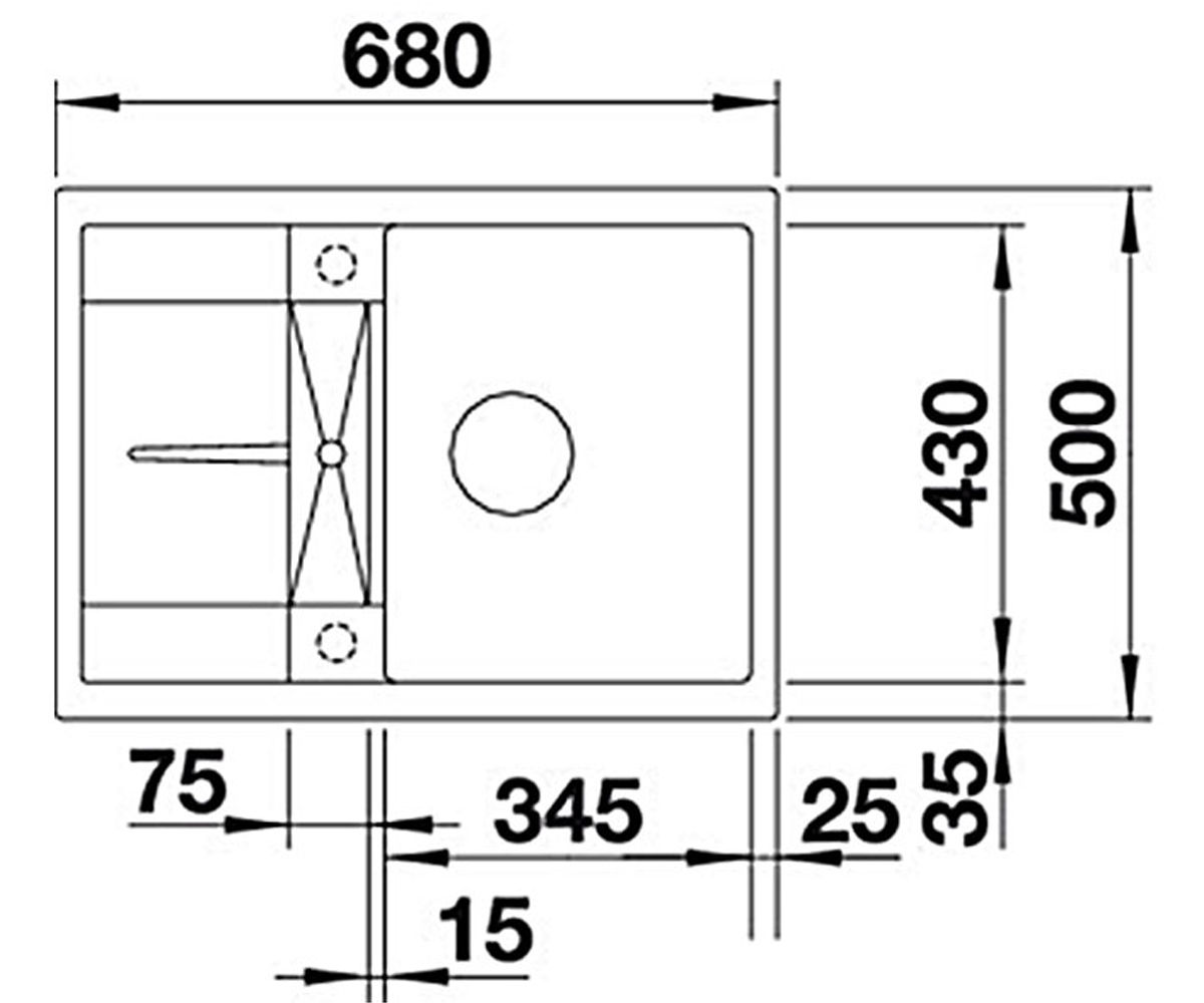 Мойка для кухни  METRA 45S COMPACT 519572:Чертеж 
