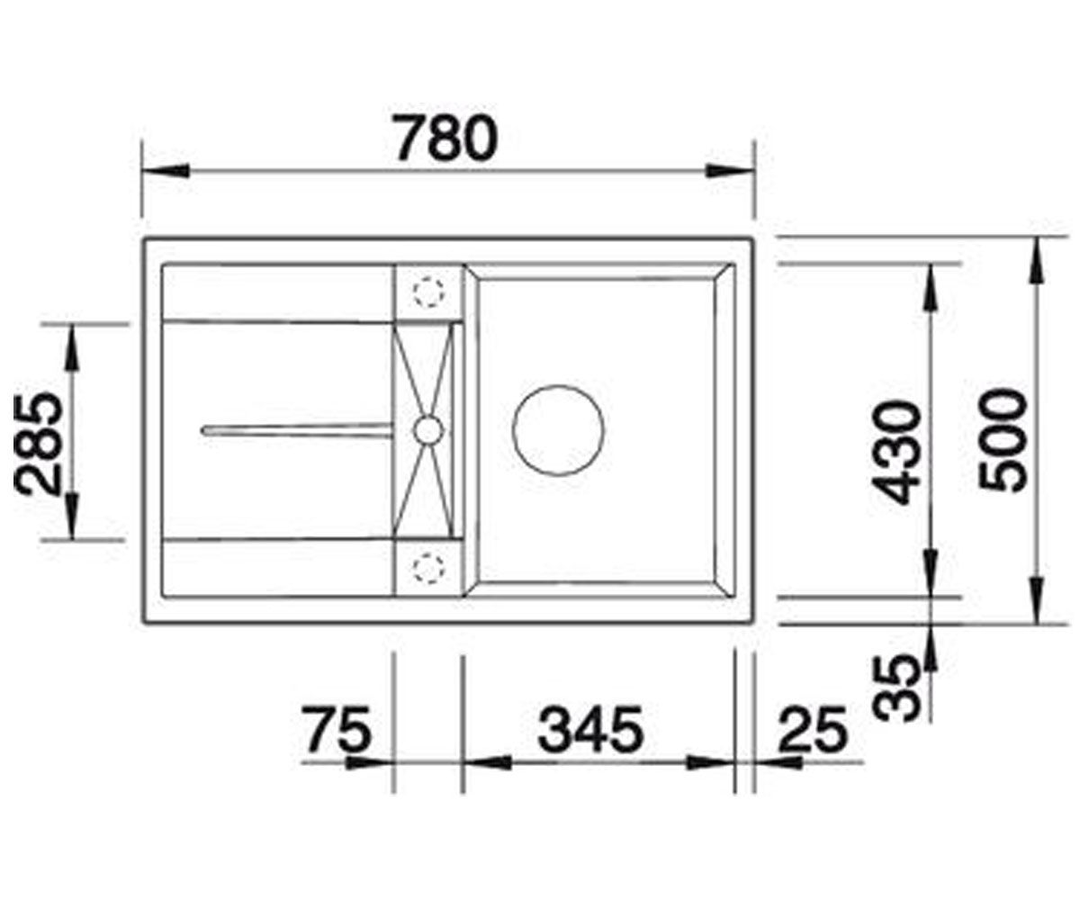 Гранитная мойка  METRA 45 S 520566:Чертеж 