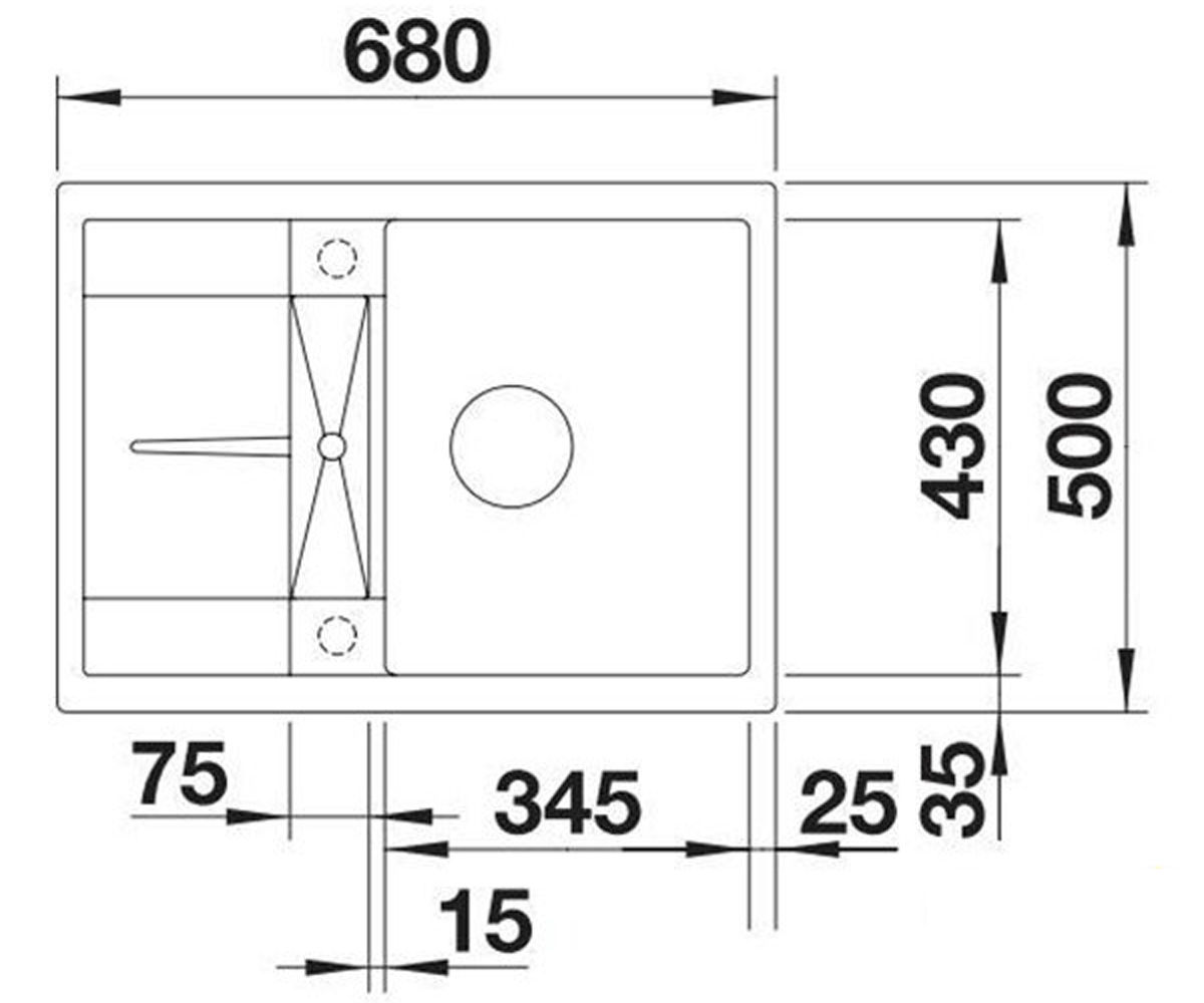 Мойка гранитная  METRA 45S COMPACT 520570:Чертеж 
