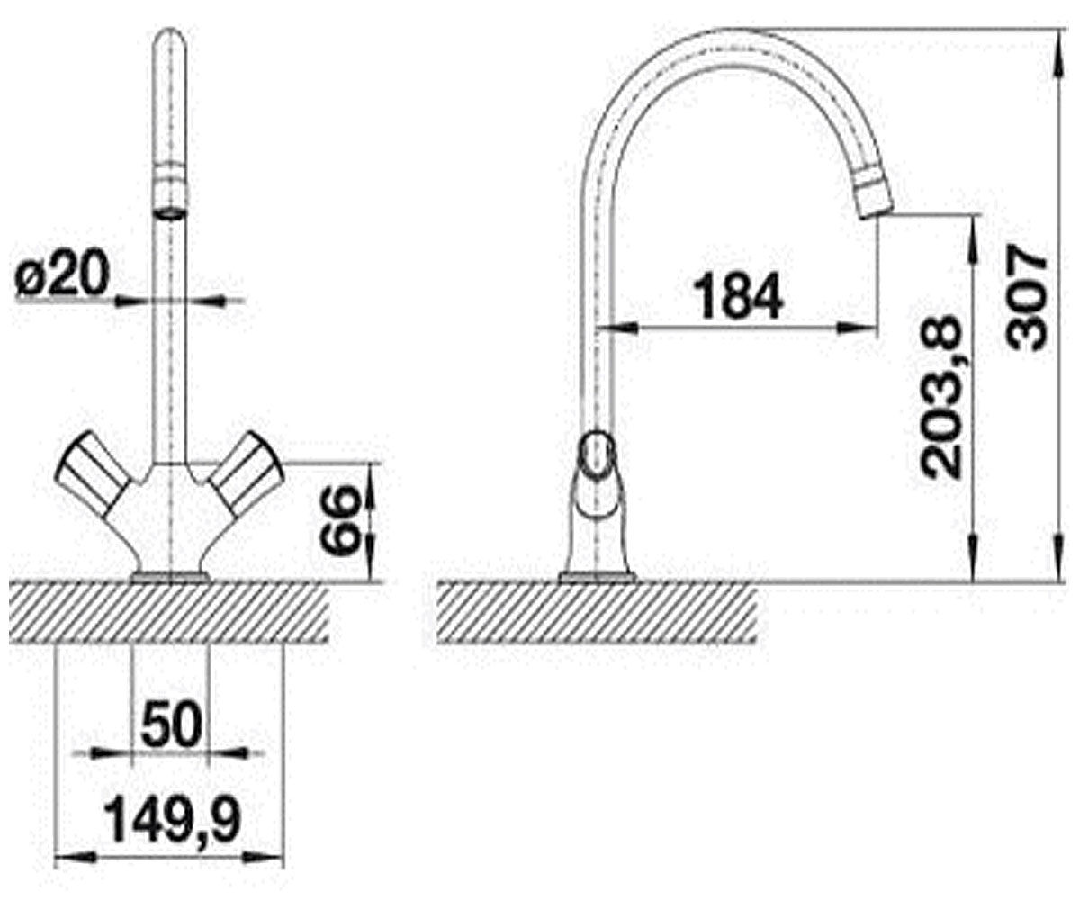 Кухонный смеситель  AMONA 520772:Чертеж 