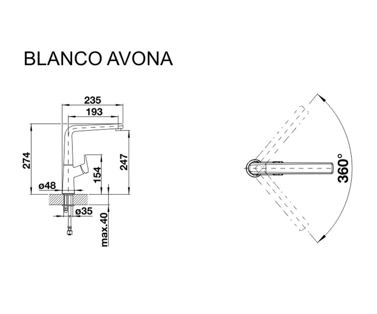 Кухонный смеситель  AVONA 521267:Чертеж 