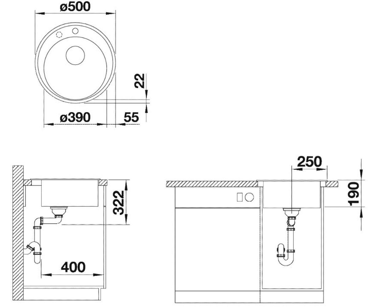 Кухонная мойка  RIONA 45 521396:Чертеж 
