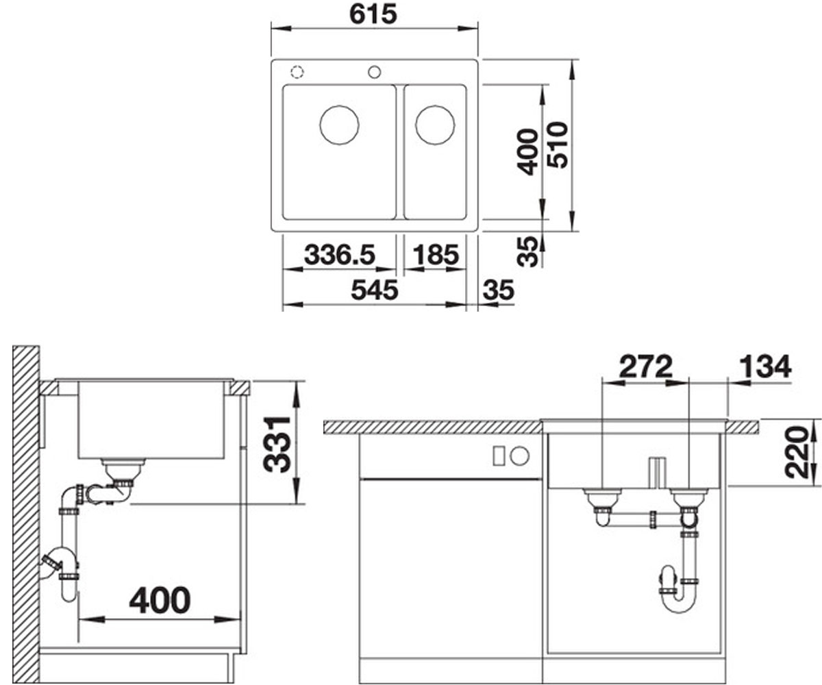 Кухонная мойка  PLEON 6 521689:Чертеж 