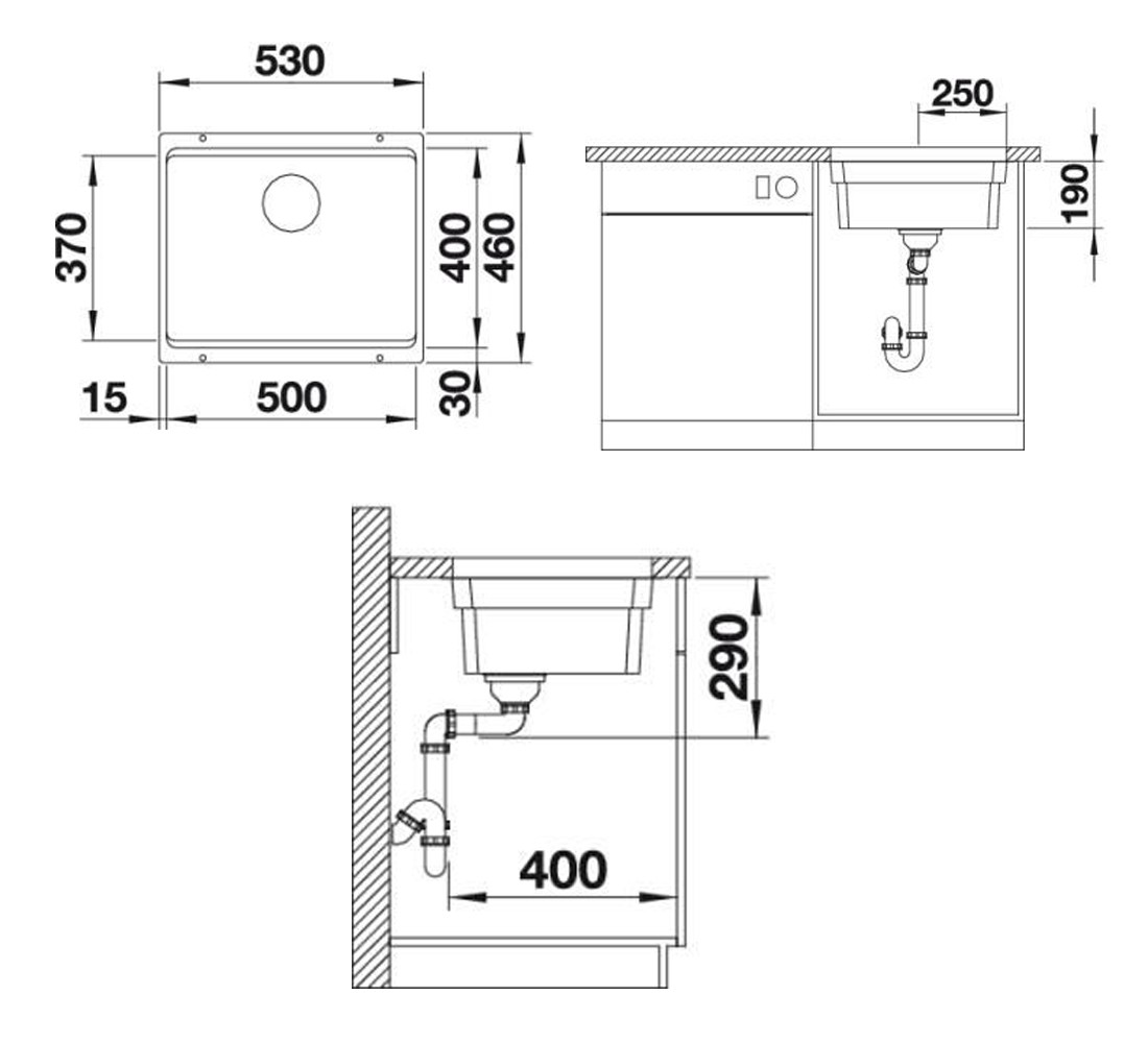 Кухонная мойка  ETAGON 500-U 522234:Чертеж 