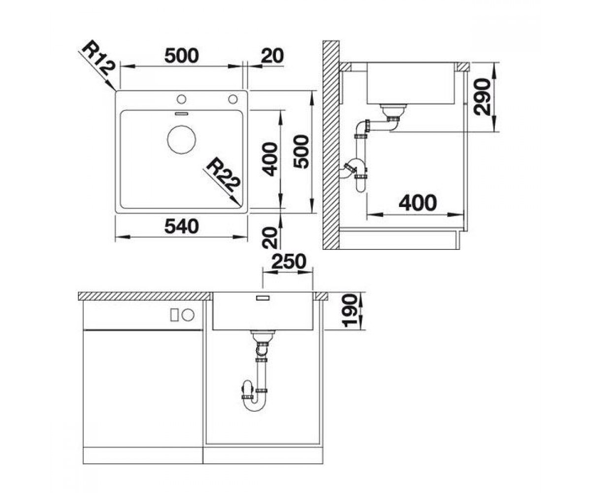 Мойка под столешницу  ANDANO 500-IF-A 522994:Чертеж 