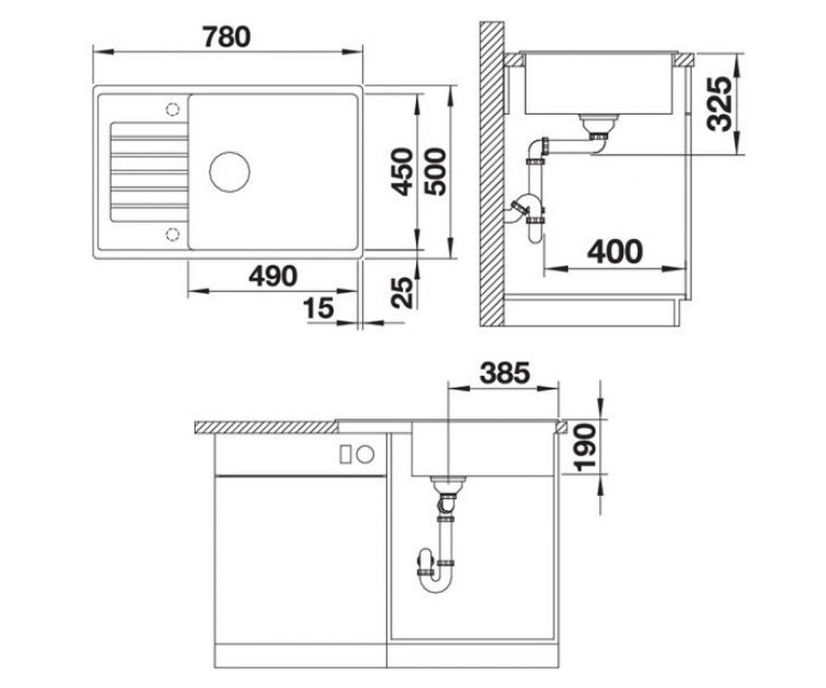 Оборачиваемая мойка  ZIA XL 6S COMPACT 523274:Чертеж 