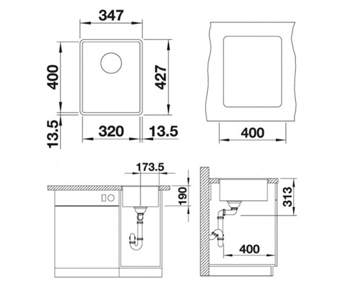 Кухонная мойка  SUBLINE 320-F 523416:Чертеж 