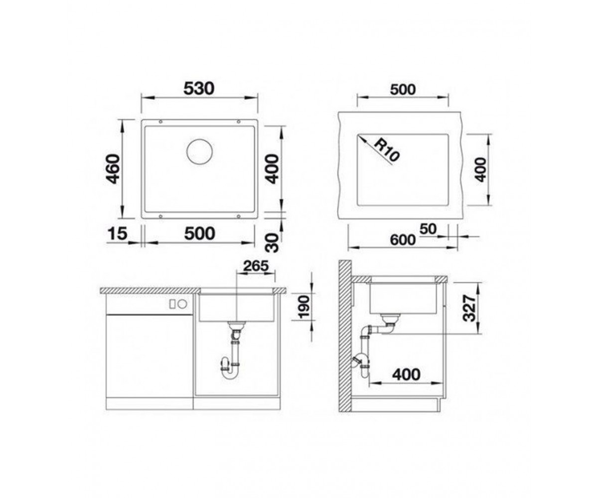 Кухонная мойка  SUBLINE 500-U 523438:Чертеж 