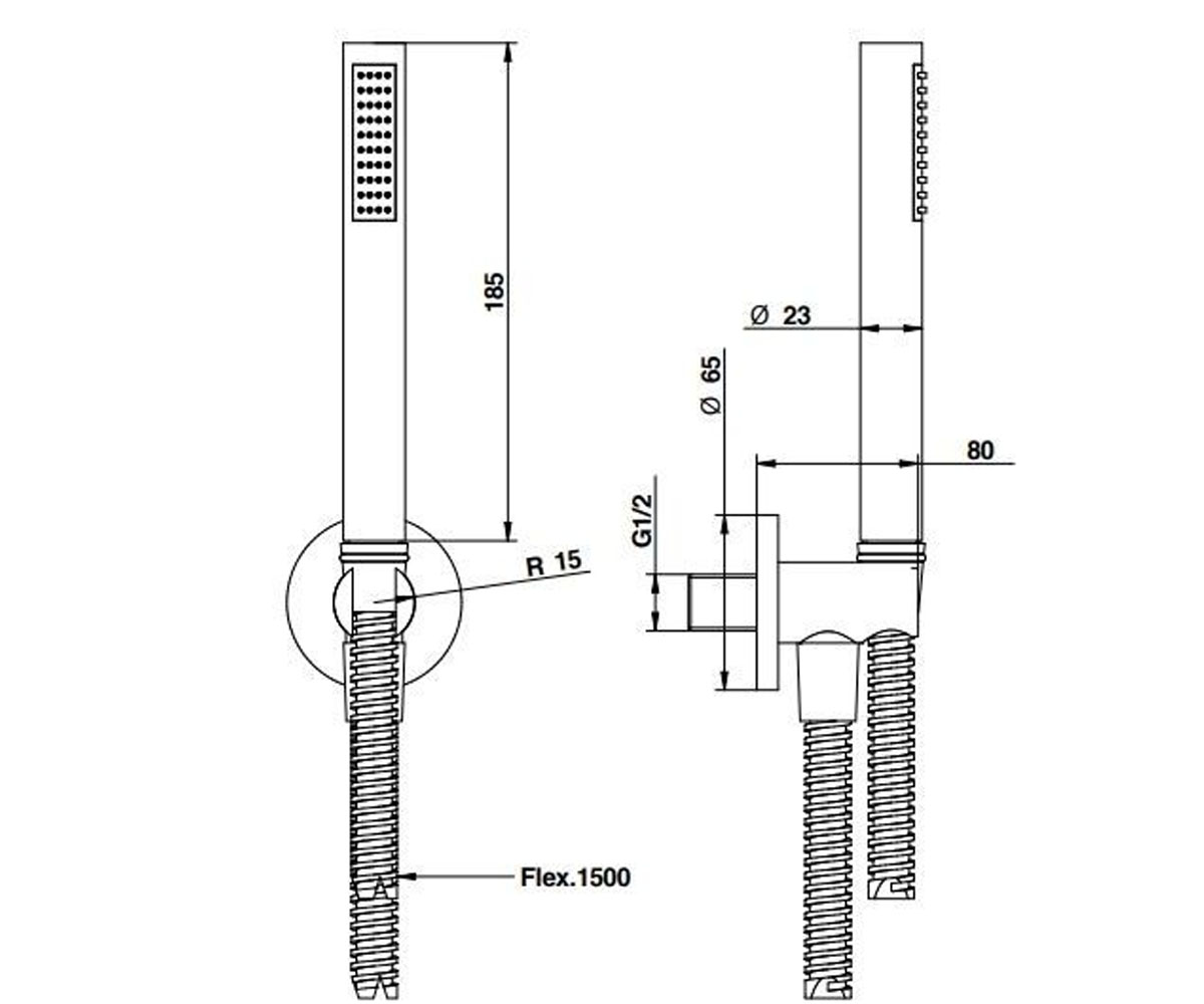 Гигиенический душ  SLIDING RAIL 00830CR0EPR:Чертеж 