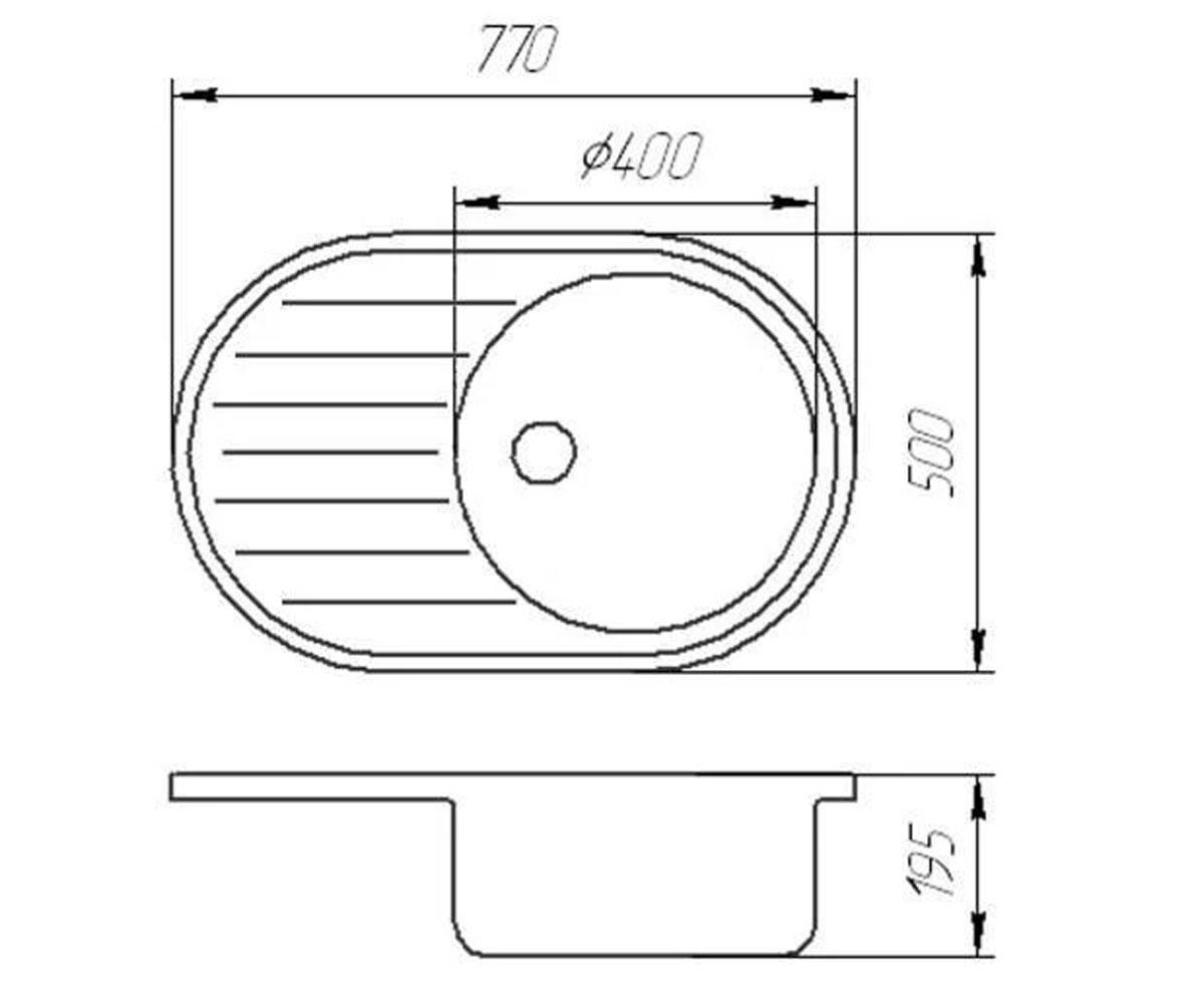 Мойка овальная  OVM-770X500 PEARL:Чертеж 