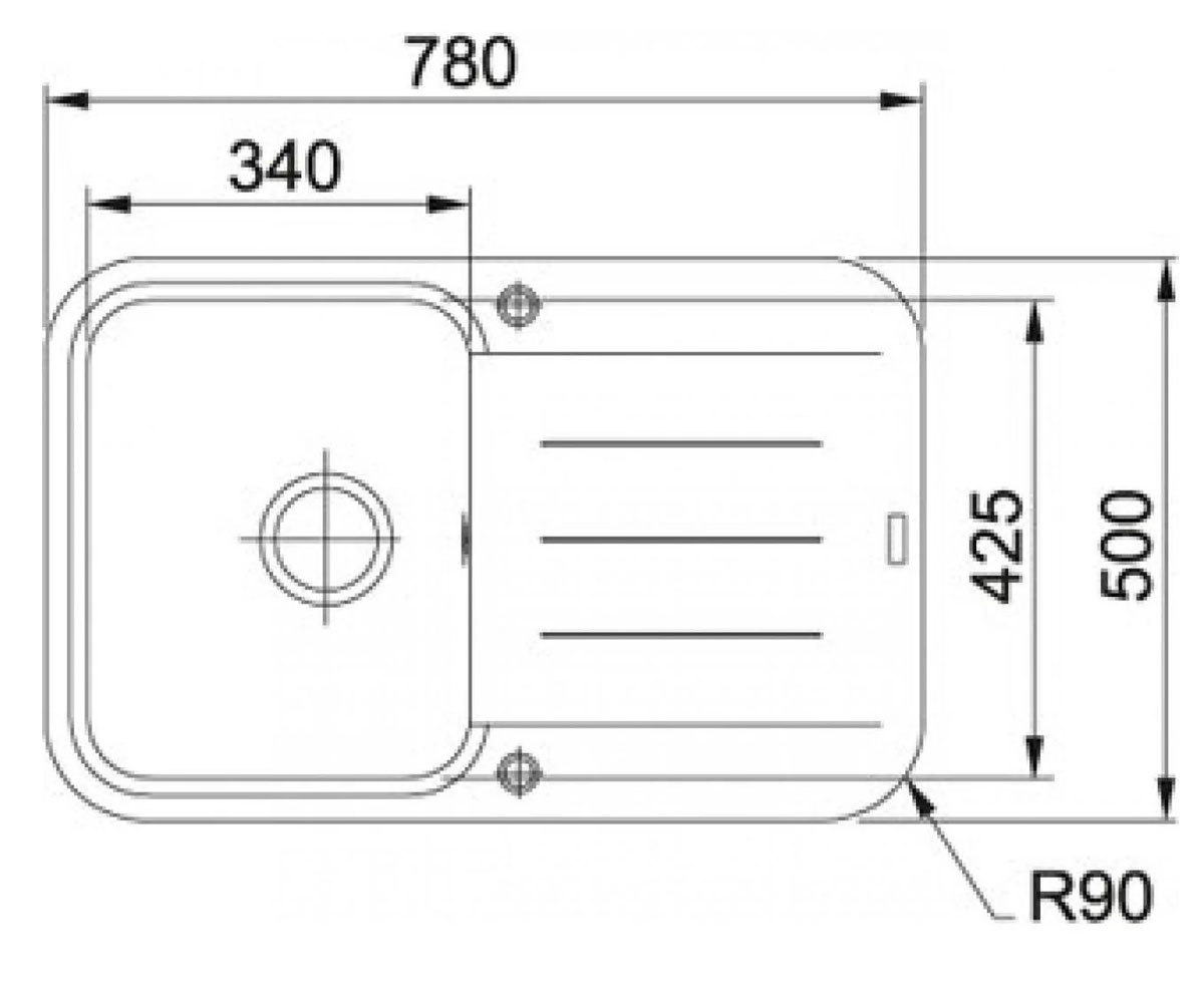 Прямоугольная мойка  PRO-780X500 GRAY METAL:Чертеж 