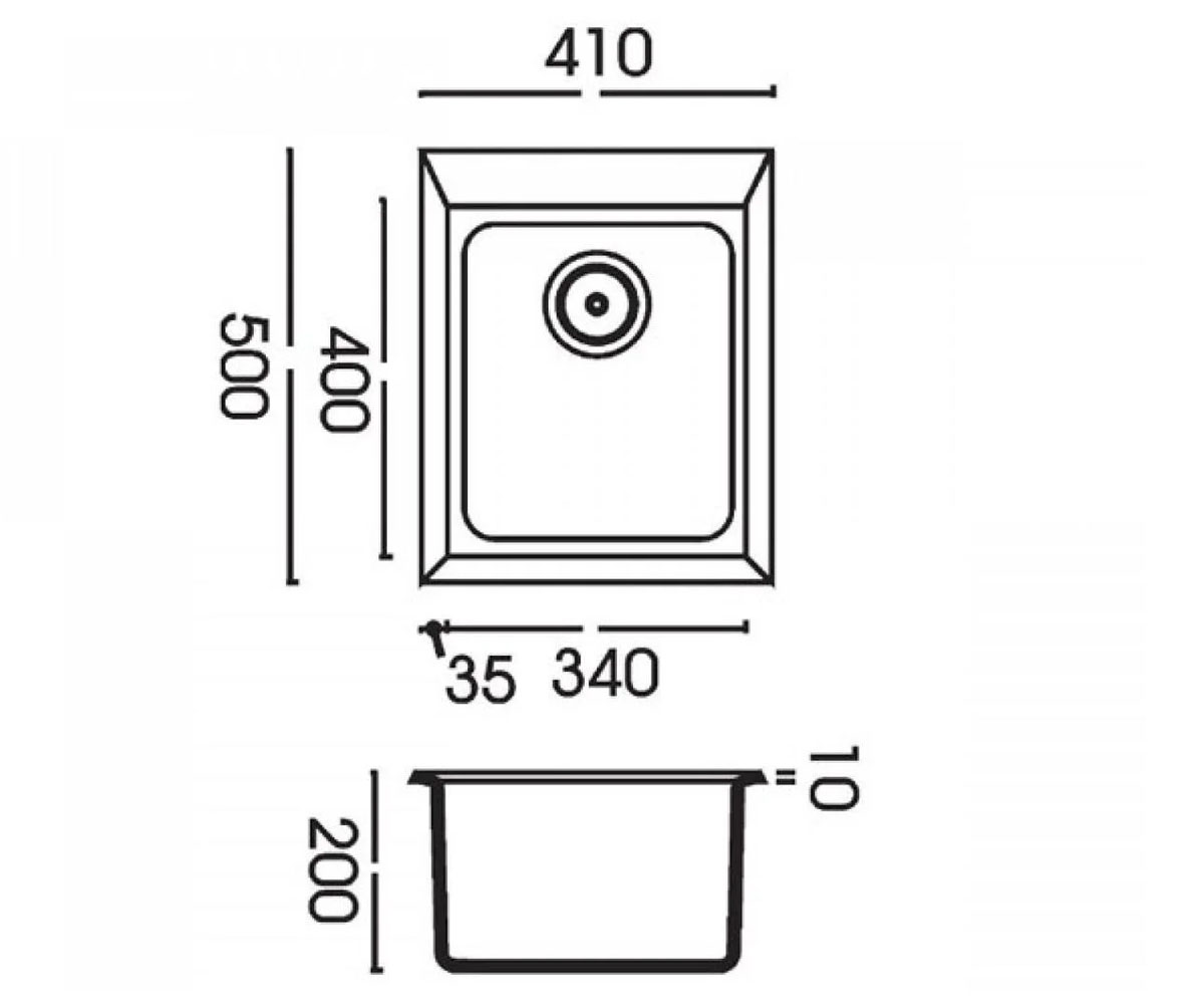 Мойка на столешницу  Q-410X500 GRAY METAL:Чертеж 