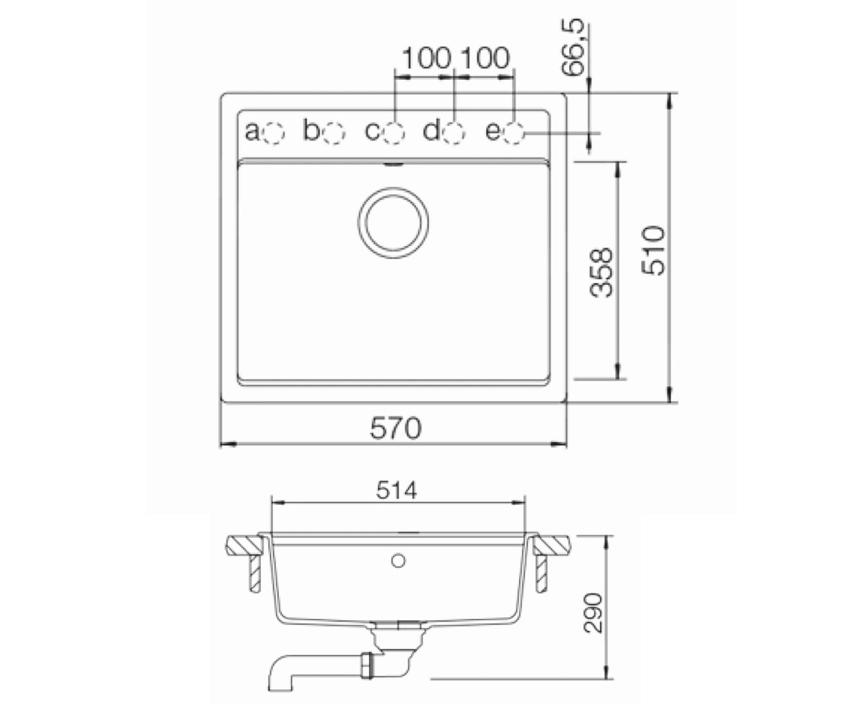 Мойка прямоугольная  Q-570X510 MINDAL:Чертеж 