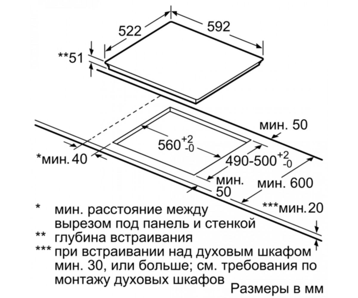 Независимая панель  PIE631FB1EEU:Чертеж 